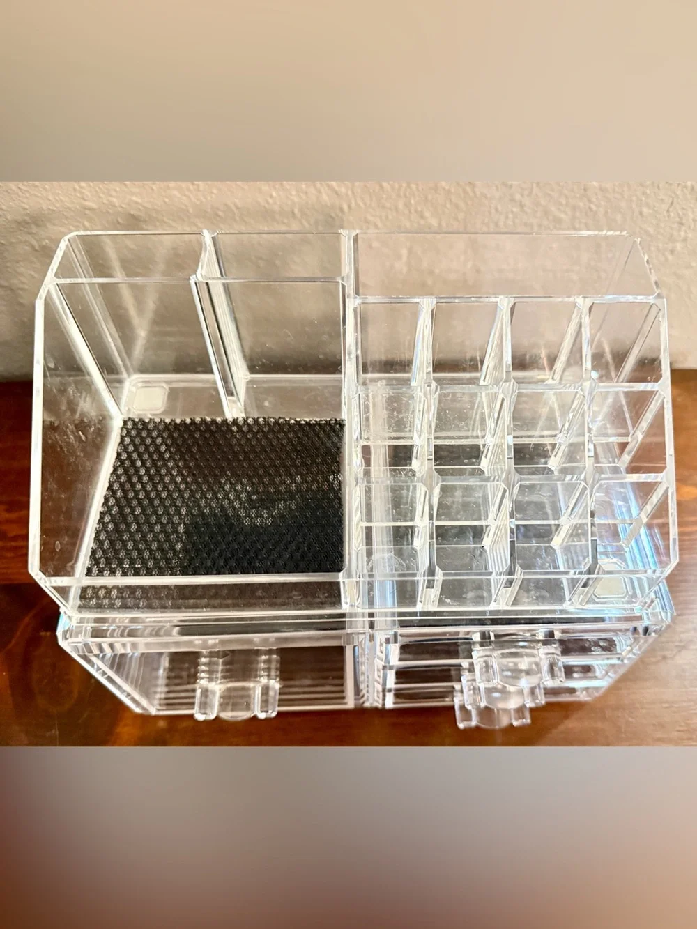 Makeup or Jewelry Organizer Clear Acrylic 4 Lined Drawers 9.5” x 5” x 7”